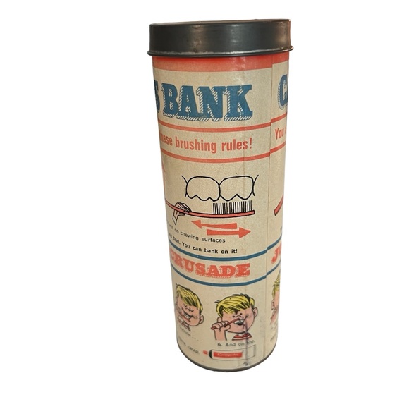 50s Bank "Cavity Fighter's Bank" Cartoonish graphics from Colgate Vintage Penny - Picture 4 of 13